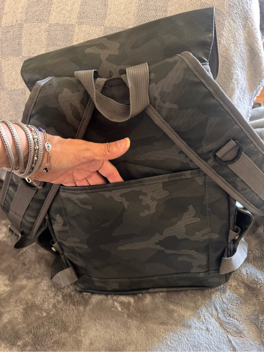 Duchamp Men's Camo Roll-Top Backpack - Black/Gray